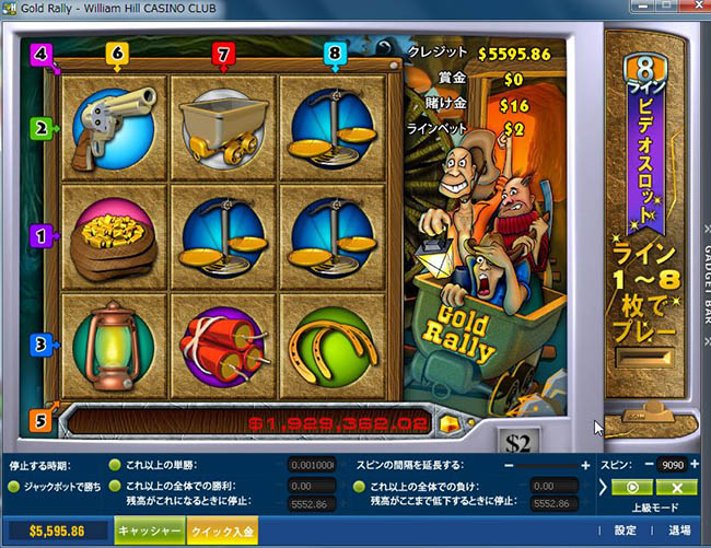 ビデオスロット「ゴールドラリー」目立った動きが無く、飽きてきた