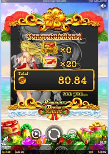 フリースピンで80ドル獲得