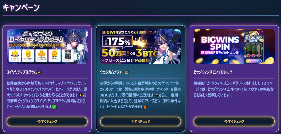 ビッグウィンカジノにも入金不要ボーナスが存在!その内容や条件を解説