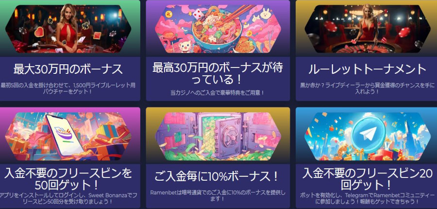 ラーメンベットの入金不要ボーナスはとってもお得