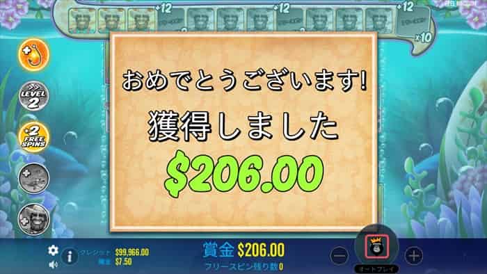 獲得額は206ドル