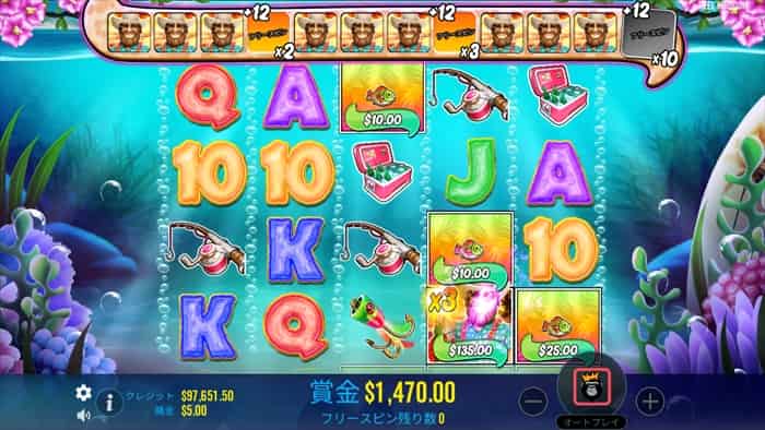 さらに4つの漁師シンボルが出現