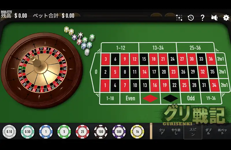 ベラジョンカジノのバカラ「Roulette」